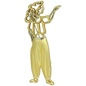 90's Vintage Gold Tone Figural Woman Brooch Pin 3.25” Elegant Statement Jewelry
